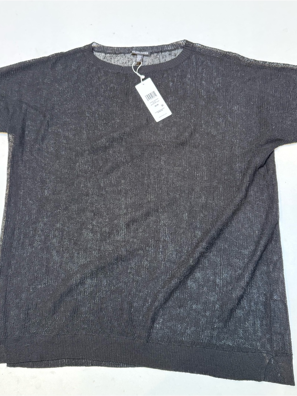 Eileen Fisher Loose Knit Short-Sleeve Crewneck in Black